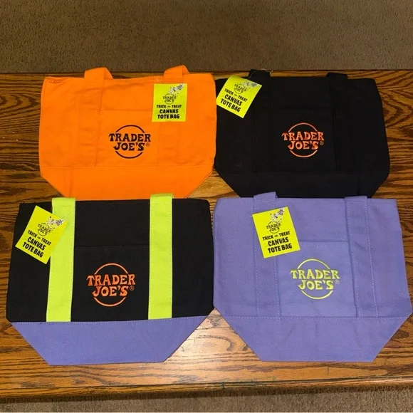 Trader Joe's Mini Halloween Canvas Tote Bag Set Of 4 New - Picture 5 of 6